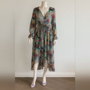 Floral and Leopard Print Women's Dress
